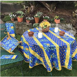 $55 60" Rd Cigale Locusts on Blue 2-4 Place 6-Pcs Ensemble Set of 1-Cigale Locusts Plain Cotton Tablecloth +4 Matching Napkins +1 Tidy Fabric Bread Basket - – Display Proven Most Loved Singing Cigale Locusts for a Fun Tabletop!