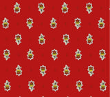 $25 60” Square MARAT Avignon Yellow Floral Buds on Red Plain Cotton Tablecloth – Use a 30 to 40 inch round or square table for 2 to 4 Place Seating or use a Slip-Leaf or Drop-Leaves Rectangular Table that comfortably seats 4 to 6 persons!