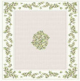 $19 60” Sq Olives on Grey Seats 2 or 4-6 Tissus Toselli Nyons Olives on 4-Side Border pattern of Olives Branches Theme on Grey PLain Cotton Tablecloth - Use a 30 to 40 inch round or square table for 2 to 4 Place Seating or use a Slip-Leaf or Drop-Leaves R