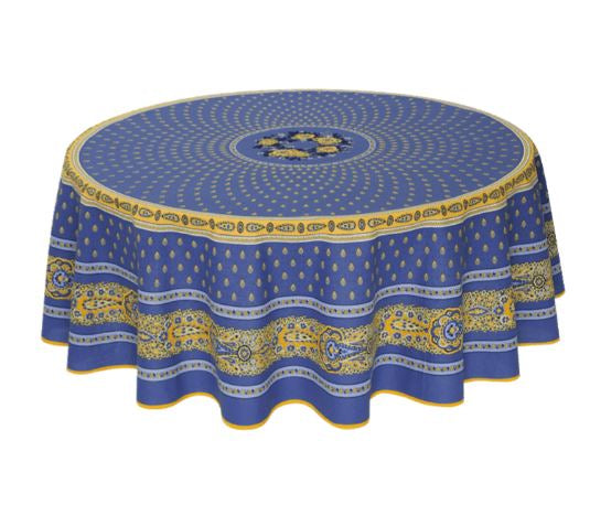 $89 70" Rd Bastide Lavender Yellow Seats 2-6 Stain-Proof Coated Cotton Tablecloth | Enjoy Provence Lavender Tabletop Dining!