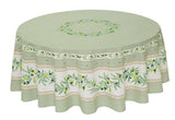 $139 70" Rd 2-6 Place 8-Pcs Ensemble Set Includes 1-Ramatuelle Olives on Green Wipeable Coated Cotton Tablecloth +6 Matching Napkins +1 Tidy Fabric Bread Basket - Dine with an Olives Garden Tabletop!
