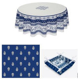 $139 70" Rd 2-6 Place 8-Pcs Ensemble Set Includes 1-Avignon Blue on White Wipeable Coated Tablecloth +6 Matching Napkins +1 Tidy Fabric Bread Basket - The Royal Blue for Provence Outdoor Dining Tabletops!