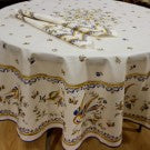 $5.50 Tissus Toselli Moustiers Blue Birds Double-Bordered Design 18" x 18" Napkins on White in Plain Cotton – Capture French Artistry with Moustiers Birds Table Linens!