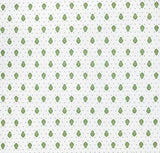 $69 70" Round MARAT Bastide Green Filigree on White Plain Cotton Tablecloth For 2-6 Person Seating