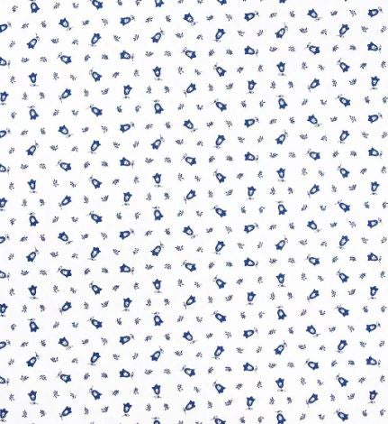 $69 70" Round MARAT Tradition Blue Filigree on White Plain Cotton Tablecloth - For 2-6 Person Seating