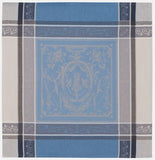 $7.50 Tissus Toselli Chateaux Versailles Blue on Grey 20" x 20" Jacquard Woven Cotton Napkins in Plain Cotton – Add the Elegance of Chateaux Versailles to Your Tabletop!