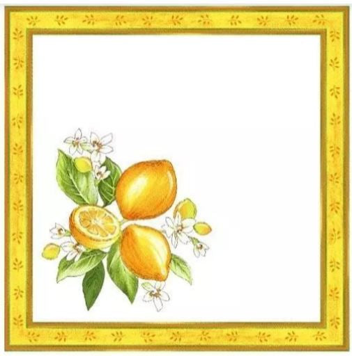 $59 60" Rd Lemons on White 2-4 Place 6-Pcs Ensemble Set of 1-Citron Lemons on White Plain Cotton Tablecloth +4 Matching Napkins +1 Tidy Fabric Bread Basket – Display a Lemons & Green Theme Tabletop!