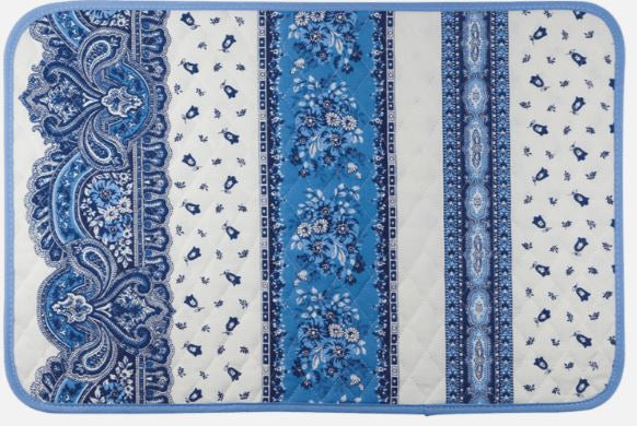 $69 70" Round MARAT Tradition Blue on White Plain Cotton Tablecloth – Most Popular Light Blue Tones Provence Tablecloth!