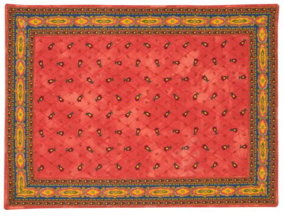 $5.50 MARAT Tradition 18" x 18" Allover Red Calissons on Orange Rust Plain Cotton Napkins for Matching Ensemble Sets – Distinguish Your Table with a Red & Orange Vineyard Sunset!