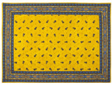 $5.50 MARAT Tradition Allover Blue Calissons on Yellow 18" x 18" Plain Cotton Napkins for Matching Ensemble Sets – Dress Your Table in Provence Sky-Blue & Yellow-Sunshine!