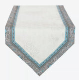 $5.50 MARAT Bastide 18" x 18" Allover Turquoise & Grey Calissons on White Plain Cotton Napkins for Matching Ensemble Sets – Elevate Your Table with a Turquoise & White Provençal Motif!