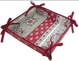 $15 MARAT Bastide 19" x 14" Grey & Red Filigree Border Placemat with White Delft Center