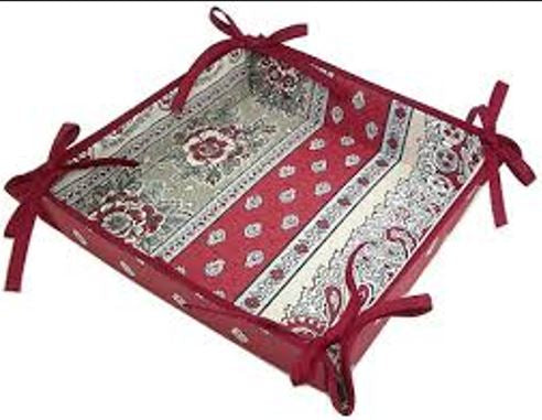 $5.50 MARAT Bastide 18" x 18" Allover Gray Calissons on Burgundy Red Plain Cotton Napkins for Matching Ensemble Sets – Create a Bordeaux Red Wine-Lover’s Tabletop!