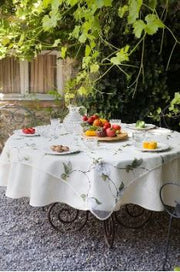 $69 56" Square Tissus Toselli  White Magnolias on Vine Organza Transparent Tablecloth – Create the Sensation of  Luxury in Estate Garden Tabletop!