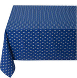$45 60" Sq White on Blue Coated-Cotton Tablecloth - Use on a 30 to 45 inch square table for 2 to 4 Place Seating or use a Slip-Leaf Expansion-Length Rectangular Table that seats 4 to 6!