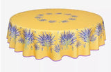 $69 70" Rd Lavender Flowers Yellow Plain Cotton Tablecloth Seats 2-6