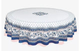 $49 70" Round MARAT Avignon Blue on White Filigree Plain Cotton Tablecloth For 2-6 Person Seating