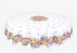 $49 70" Round Tissus Toselli Grasse Roses & Lavender Plain Cotton Tablecloth For Seating 2-6 People.