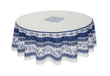 $109 70" Rd 2-6 Place 8-Pcs Ensemble Set Includes 1-Avignon Blue on White Plain Cotton Tablecloth +6 Matching Napkins +1 Tidy Fabric Bread Basket - The Standard for Provence Outdoor Dining Tabletops!