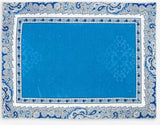 $15 Bastide 19" x 13" Blue White Filigree Cadre Border, Jacquard Woven Blue Delft Center Placemats  