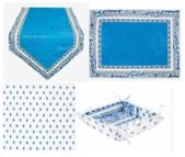 $570 4-20 Place 48-Piece Mediterranean Seaside Blue & White Table Runner Ensemble For 6-20 Ft Tables
