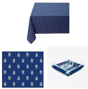 $65 60" Sq 6-Pc Blue Ensemble Seats 2-4 1 Plain Cotton Tablecloth 4 Napkins 1 Tidy Bread Basket – Dine in Royal Blue Bistro Style!
