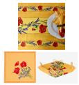 $65 60" Sq 2-4 Place 6-Pcs Ensemble Set of 1-Red Poppies on Yellow Plain Cotton Tablecloth +4 Matching Napkins +1 Tidy Fabric Bread Basket - – Display a Red Poppies Garden Setting Dining Tabletop!