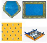 $340 4-12 Place 29-Piece Van Gogh "Starry Night" Yellow Blue Table Runner Ensemble Set for 6-12 Ft Tables
