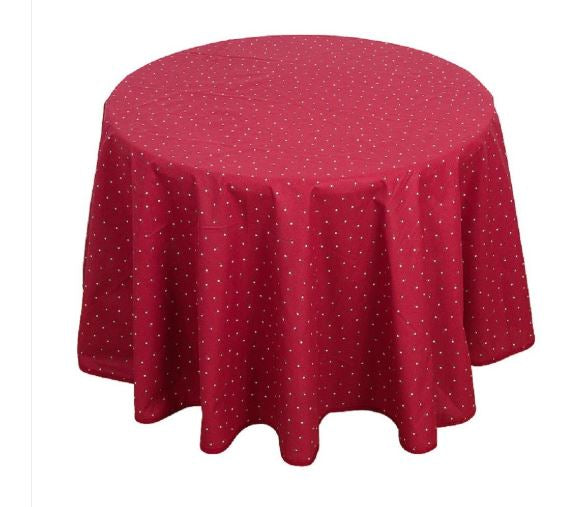 $19 60” Rd Grey Calissons on Red Plain Cotton Tablecloth Seats 2-4 - A Perfect Color for a Red Wines Lunch or Dinner!