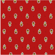 $55 60" Round MARAT Avignon Red & Yellow Filigree on Red Coated Cotton Tablecloth For 2-4 Person Seating