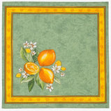 $40 60" Rd Lemons on Green Plain Cotton Tablecloth Seats 2-4