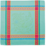 $7.50 Tissus Toselli Cassis Red on Green & Blue 20" x 20" Jacquard Woven Cotton Napkins in Plain Cotton 