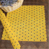 $35 60" Square MARAT Tradition Design Blue on Yellow Stripe Banner Filigree Plain Cotton Tablecloth –Use on a 30 to 45 inch square table for 2 to 4 Place Seating or use a Slip-Leaf Expansion-Length Rectangular Table that seats 4 to 6!