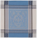 $7.50 Tissus Toselli Chateaux Versailles Blue on Grey 20" x 20" Jacquard Woven Cotton Napkins in Plain Cotton – Add the Elegance of Chateaux Versailles to Your Tabletop!
