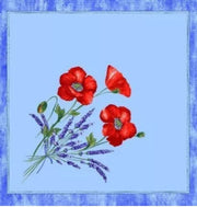 $55 60" Rd 6-Pcs 2-4 Place Red Poppies on Blue Ensemble Set of 1-Red Poppies on Light Blue Plain Cotton Tablecloth +4 Matching Napkins +1 Tidy Fabric Bread Basket – Display a Red Poppies Blue Sky Look Tabletop!