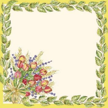 $35 Tissus Toselli 60" x 20" Roses Table Runner Red Roses & Lavender Cadre Border with Red Jacquard Delft Center Panel 