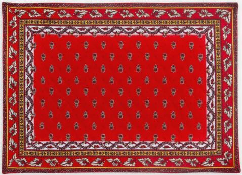 $5.50 Marat Avignon Gold Allover Calissons on Burgundy Red 18" x 18" Napkins in Plain Cotton for Matching Ensemble Sets – Brighten Your Table with Provençal Sunshine & Burgundy Flair!