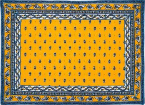 $5.50 MARAT Avignon 18" x 18" Allover Blue Calissons on Yellow Plain Cotton Napkins for Matching Ensemble Sets – Dress Your Table in French Blue & Yellow Colors Theme!