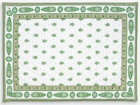 $5.50 MARAT Bastide 18" x 18" Allover Green Calissons on White Plain Cotton Napkins for Matching Ensemble Set – Dress Your Table in French Green & White Garden Style!