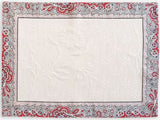 $15 MARAT Bastide 19" x 14" Grey & Red Filigree Border Placemat with White Delft Center 