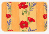 $55 60" Rd Poppies on Yellow Wipeable Coated Cotton Tablecloth Seats 2-4