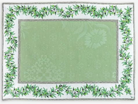 $5.50 Tissus Toselli 18" x 18" Allover Beige Calissons on Soft Green Plain Cotton Napkins for Matching Ensemble Sets – Add Provence Soft-Green Harmony to Your Table!