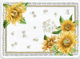 $15 Toselli 19" x 14" Rectangular Sunflower Design on White Jaquard Woven Cotton Placemats