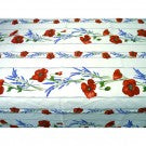 $45 60" Sq Poppies & Lavender on White Coated Cotton Tablecloth - Use on a 30 to 45 inch square table for 2 to 4 Place Seating or use a Slip-Leaf Expansion-Length Rectangular Table that seats 4 to 6!