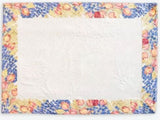$15 Tissus-Toselli 19" x 13" Rectangular Roses & Lavender Cadre-Bordered Placemats with White Delft Center in Plain Cotton 