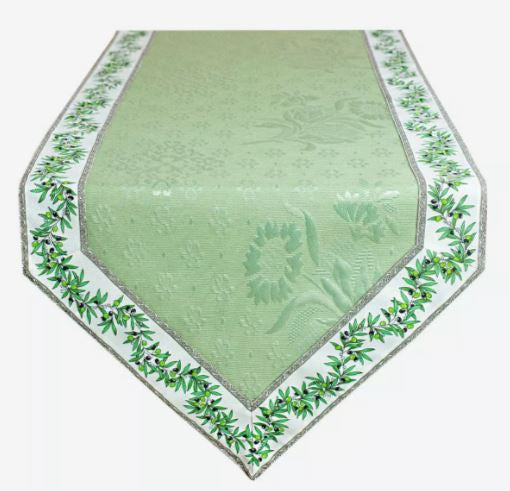 $5.50 Tissus Toselli 18" x 18" Allover Beige Calissons on Soft Green Plain Cotton Napkins for Matching Ensemble Sets – Add Provence Soft-Green Harmony to Your Table!