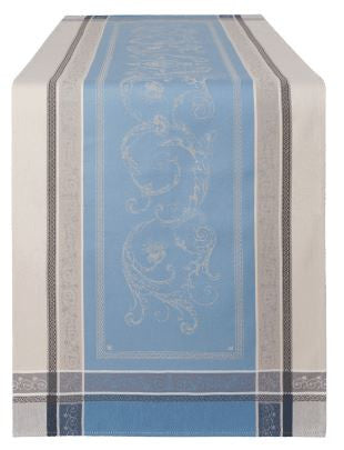 $30 64" x 20" Jacquard-Versailles Runner Blue on Grey