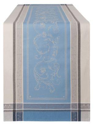 $30 64" x 20" Jacquard-Versailles Runner Blue on Grey