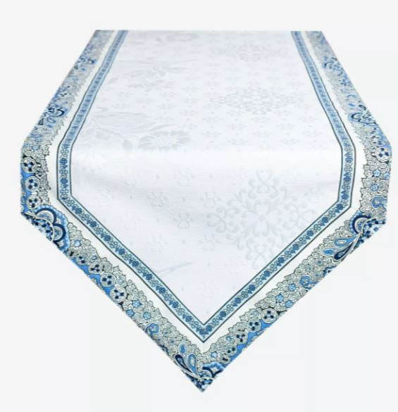 $570 4-20 Place 19-Piece Seaside Blue/White/Grey Colors of Blue Sky on Your Dining Room Table Runner Ensemble Set For 6-20 Ft Tables 