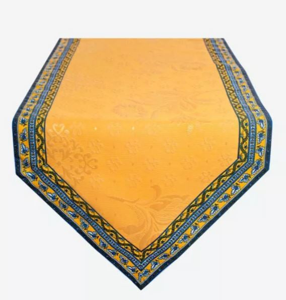 $15 Avignon 19" x 13" Yellow Cadre-Bordered Placemat | Yellow Center with Blue & Yellow Border 
